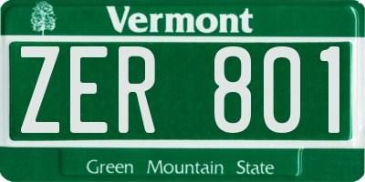 VT license plate ZER801