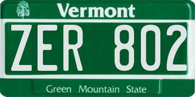 VT license plate ZER802