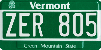 VT license plate ZER805