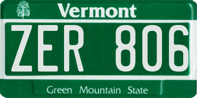 VT license plate ZER806
