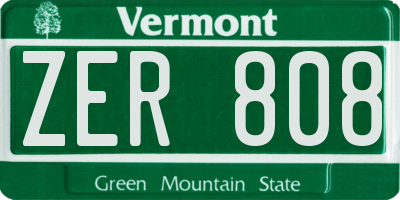 VT license plate ZER808