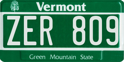 VT license plate ZER809