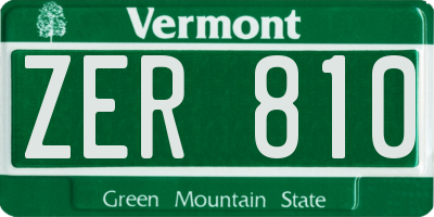 VT license plate ZER810