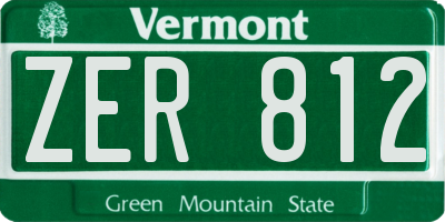 VT license plate ZER812