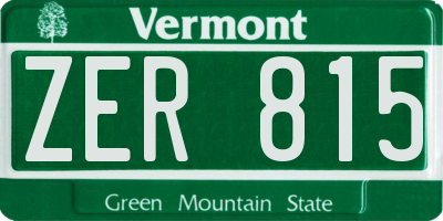 VT license plate ZER815