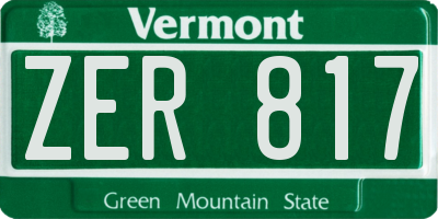 VT license plate ZER817
