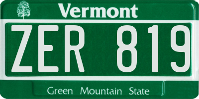 VT license plate ZER819