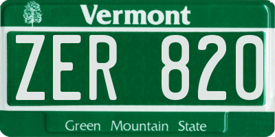 VT license plate ZER820