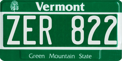 VT license plate ZER822