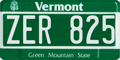 VT license plate ZER825