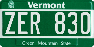 VT license plate ZER830
