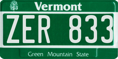 VT license plate ZER833