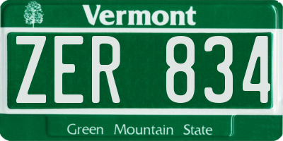 VT license plate ZER834
