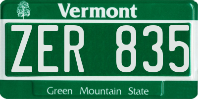 VT license plate ZER835
