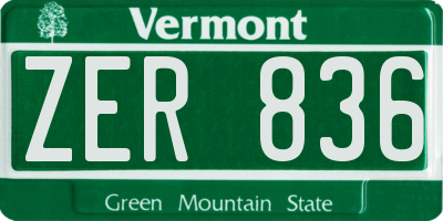 VT license plate ZER836