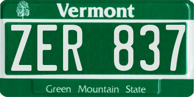 VT license plate ZER837