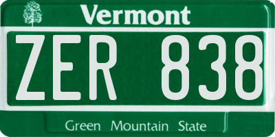 VT license plate ZER838