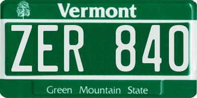 VT license plate ZER840