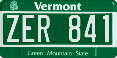 VT license plate ZER841