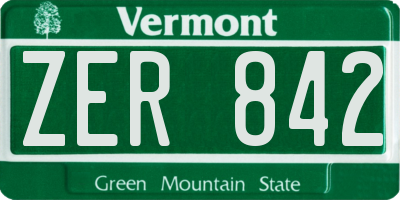 VT license plate ZER842