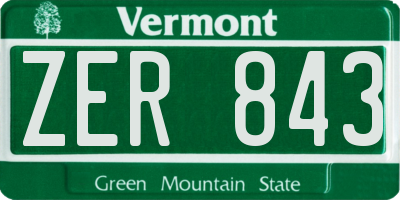 VT license plate ZER843