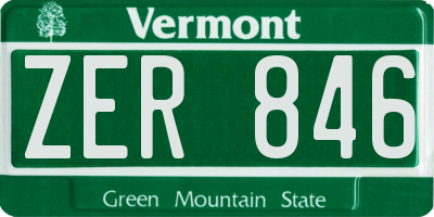 VT license plate ZER846