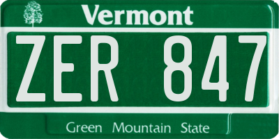 VT license plate ZER847