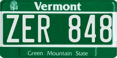 VT license plate ZER848