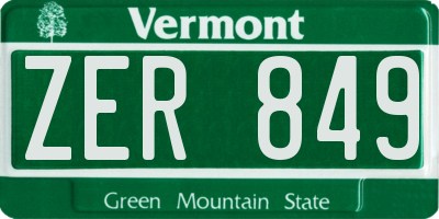 VT license plate ZER849