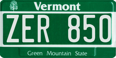 VT license plate ZER850