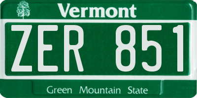 VT license plate ZER851