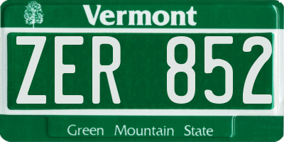 VT license plate ZER852