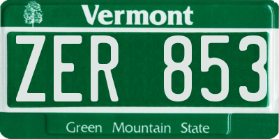 VT license plate ZER853