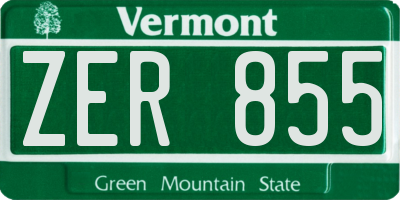 VT license plate ZER855