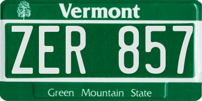 VT license plate ZER857
