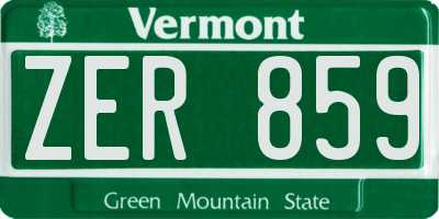 VT license plate ZER859