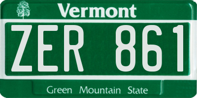 VT license plate ZER861