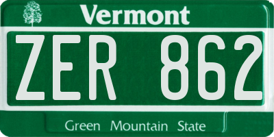VT license plate ZER862