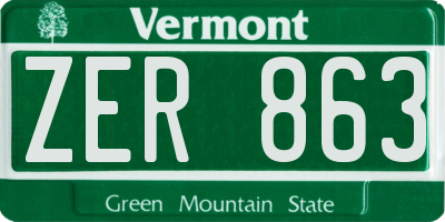 VT license plate ZER863