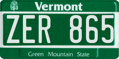 VT license plate ZER865