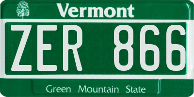VT license plate ZER866
