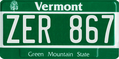 VT license plate ZER867