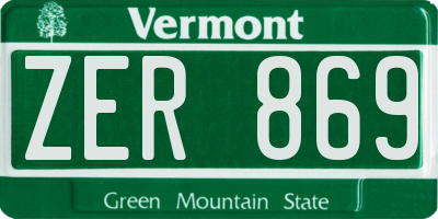 VT license plate ZER869