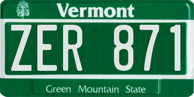 VT license plate ZER871