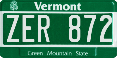 VT license plate ZER872