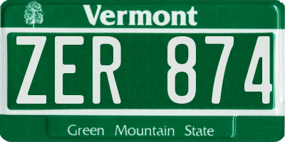 VT license plate ZER874