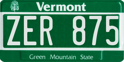 VT license plate ZER875