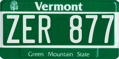 VT license plate ZER877