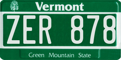 VT license plate ZER878