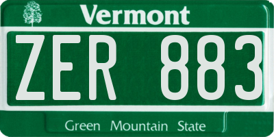 VT license plate ZER883